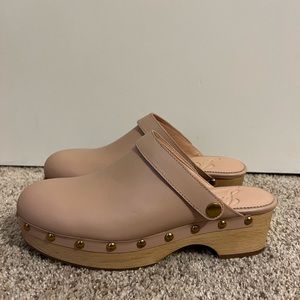 J. Crew Convertible Leather Clogs in Nude